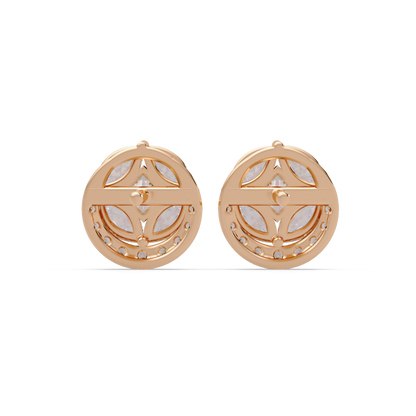 Round Cluster Lab Grown Diamond Stud Halo Earrings - HIGHCARAT DIAMONDS