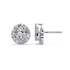 Round Cluster Lab Grown Diamond Stud Halo Earrings - HIGHCARAT DIAMONDS