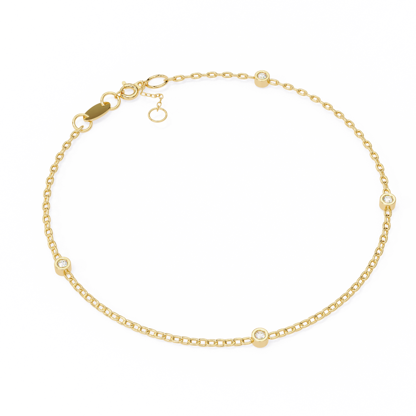 Round Cut White Colorless Diamond Unique Dainty Bezel Set Statement Daily Wear Charm Bracelets - HIGHCARAT DIAMONDS