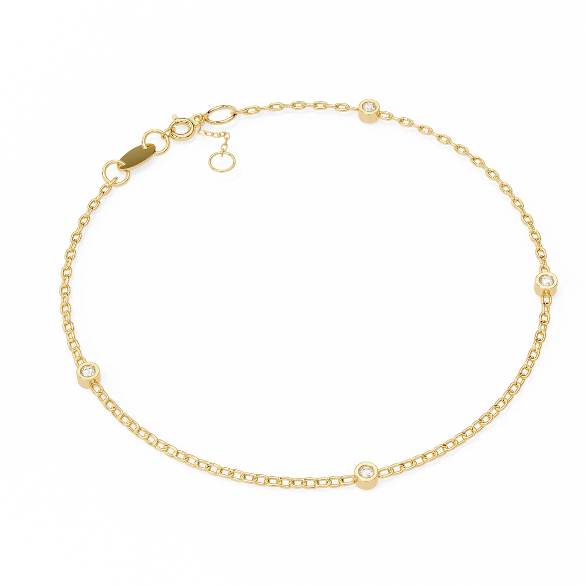 Round Cut White Colorless Diamond Unique Dainty Bezel Set Statement Daily Wear Charm Bracelets - HIGHCARAT DIAMONDS