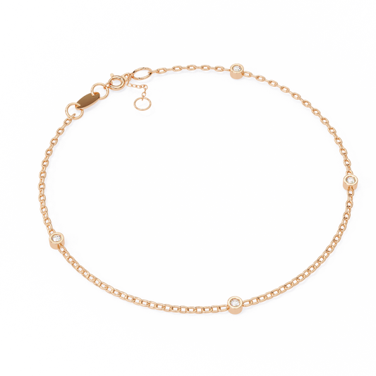 Round Cut White Colorless Diamond Unique Dainty Bezel Set Statement Daily Wear Charm Bracelets - HIGHCARAT DIAMONDS