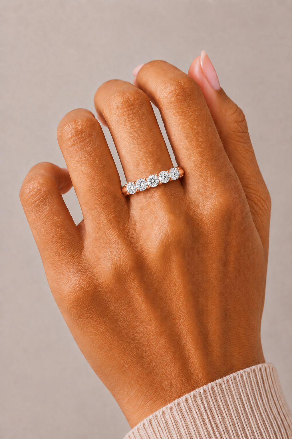 Elegant Round Colorless Labgrown Diamond Half Eternity Wedding Band For Your Big Day Jewelry - HIGHCARAT DIAMONDS