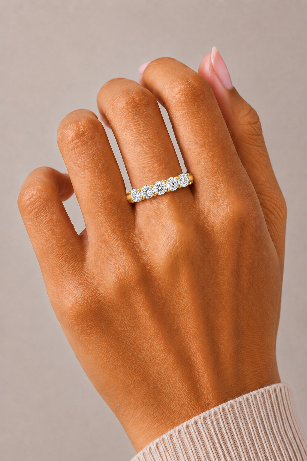 Elegant Round Colorless Labgrown Diamond Half Eternity Wedding Band For Your Big Day Jewelry - HIGHCARAT DIAMONDS