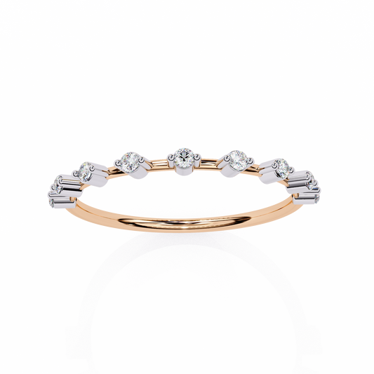 Round Cut 0.11Ct Diamond Prong Set Dainty Stackable Cluster Vintage Stacking Daily Wear Band For Her - HIGHCARAT DIAMONDS