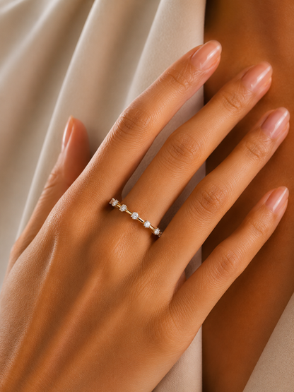 Round Cut 0.11Ct Diamond Prong Set Dainty Stackable Cluster Vintage Stacking Daily Wear Band For Her - HIGHCARAT DIAMONDS