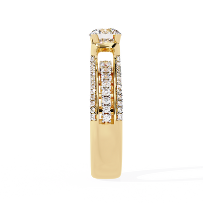 Round Cut 1.23Ct Lab Grown Diamond Unique Delicate Prong Set Three Row Statement Bridesmaid Ring