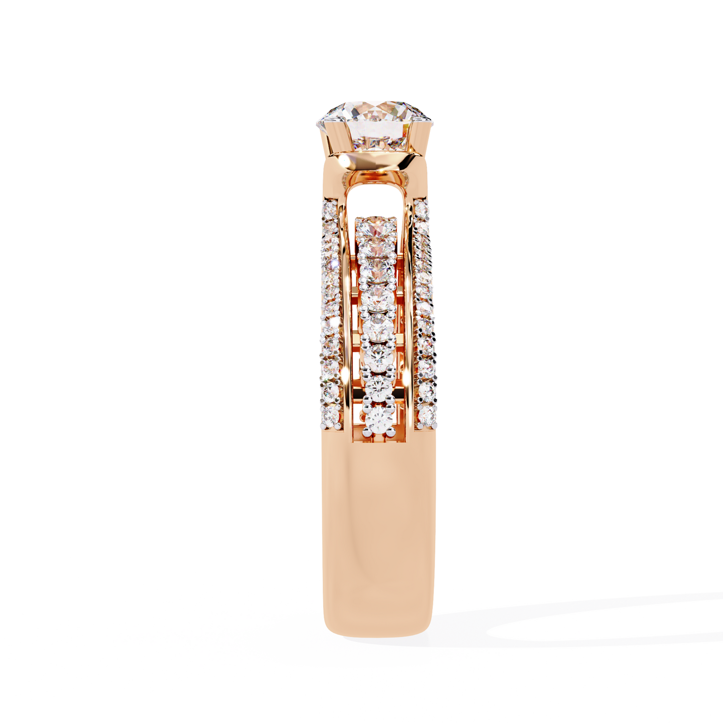 Round Cut 1.23Ct Lab Grown Diamond Unique Delicate Prong Set Three Row Statement Bridesmaid Ring