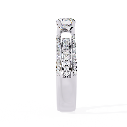 Round Cut 1.23Ct Lab Grown Diamond Unique Delicate Prong Set Three Row Statement Bridesmaid Ring