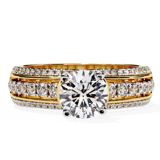 Round Cut 1.23Ct Lab Grown Diamond Unique Delicate Prong Set Three Row Statement Bridesmaid Ring - HIGHCARAT DIAMONDS