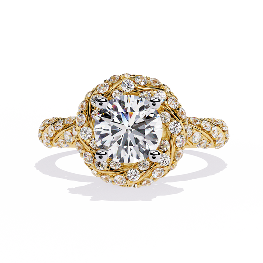 Round Cut 1.44Ct Lab Grown Diamond Halo Style Art Deco Elegant Statement Annivrasry Ring Gift For Her