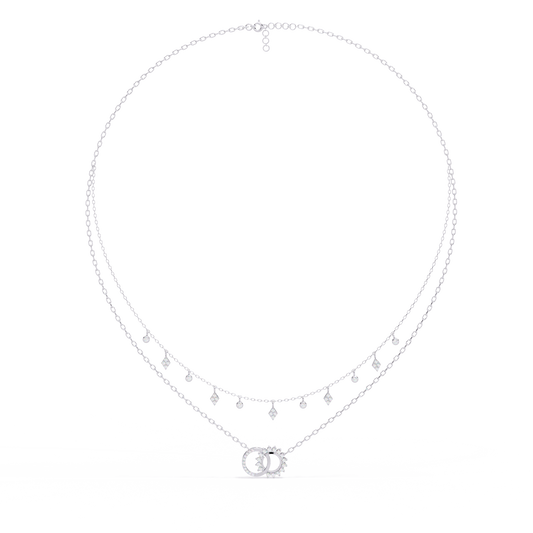 Round Cut 10k Solid  Rose Gold Diamond Unique Open Circle Vintage Multi Layer Statement Party Wear  Anneke Necklace - HIGHCARAT DIAMONDS
