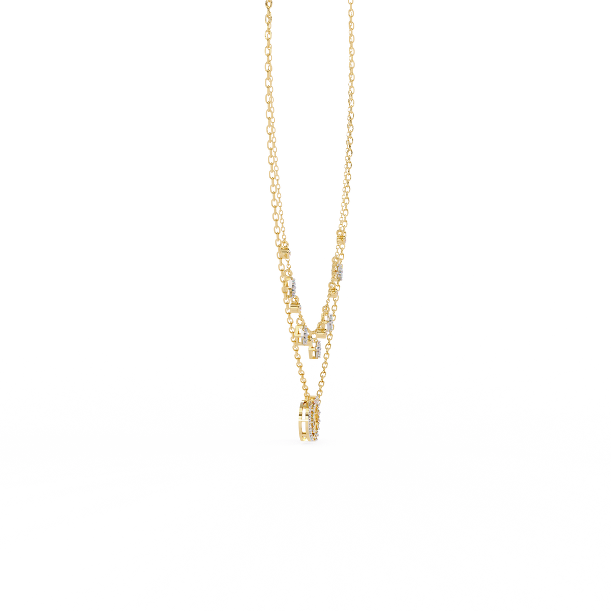 Round Cut 10k Solid  Rose Gold Diamond Unique Open Circle Vintage Multi Layer Statement Party Wear  Anneke Necklace - HIGHCARAT DIAMONDS