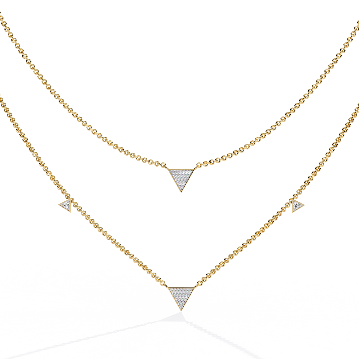 Round Cut 14k Solid White Gold Lab Grow And Natural Diamond Triangle Shape  Halo Necklace stunning look for girl - HIGHCARAT DIAMONDS