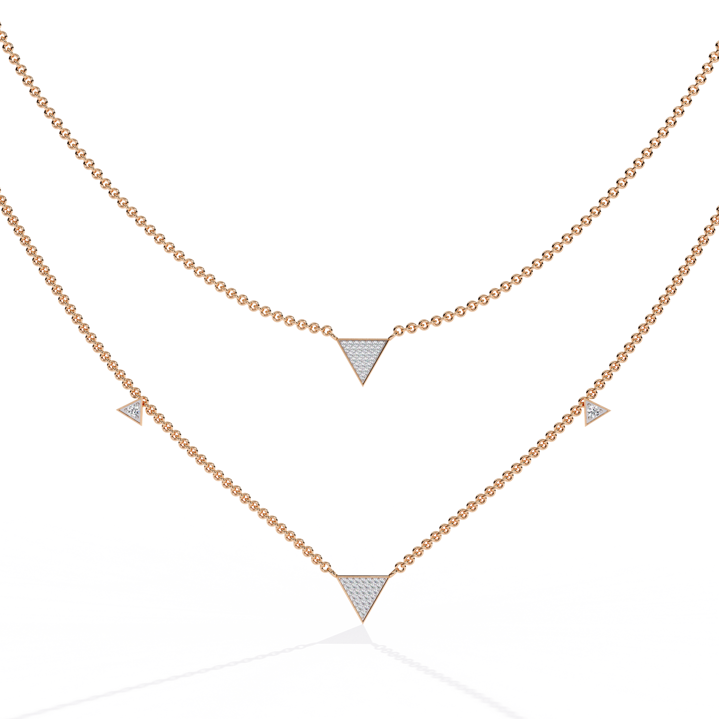Round Cut 14k Solid White Gold Lab Grow And Natural Diamond Triangle Shape  Halo Necklace stunning look for girl - HIGHCARAT DIAMONDS