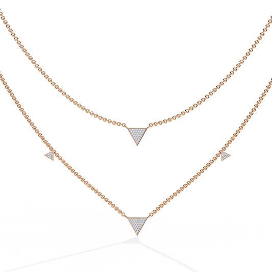 Round Cut 14k Solid White Gold Lab Grow And Natural Diamond Triangle Shape  Halo Necklace stunning look for girl - HIGHCARAT DIAMONDS