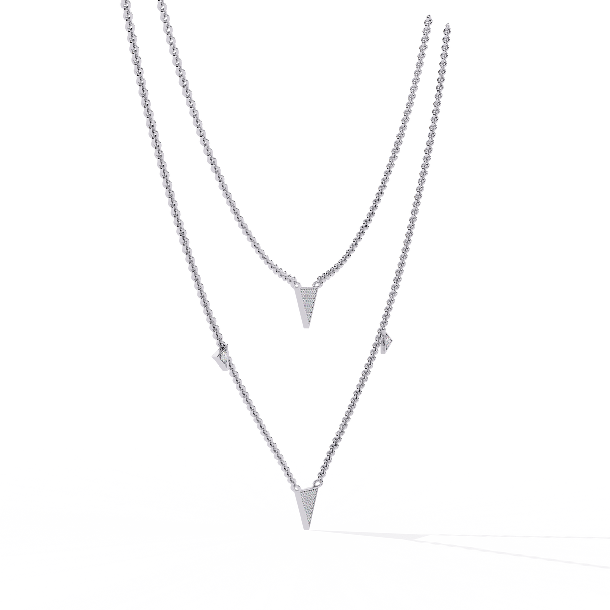 Round Cut 14k Solid White Gold Lab Grow And Natural Diamond Triangle Shape  Halo Necklace stunning look for girl - HIGHCARAT DIAMONDS