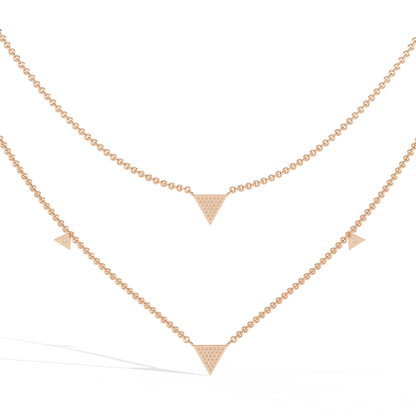 Round Cut 14k Solid White Gold Lab Grow And Natural Diamond Triangle Shape  Halo Necklace stunning look for girl - HIGHCARAT DIAMONDS