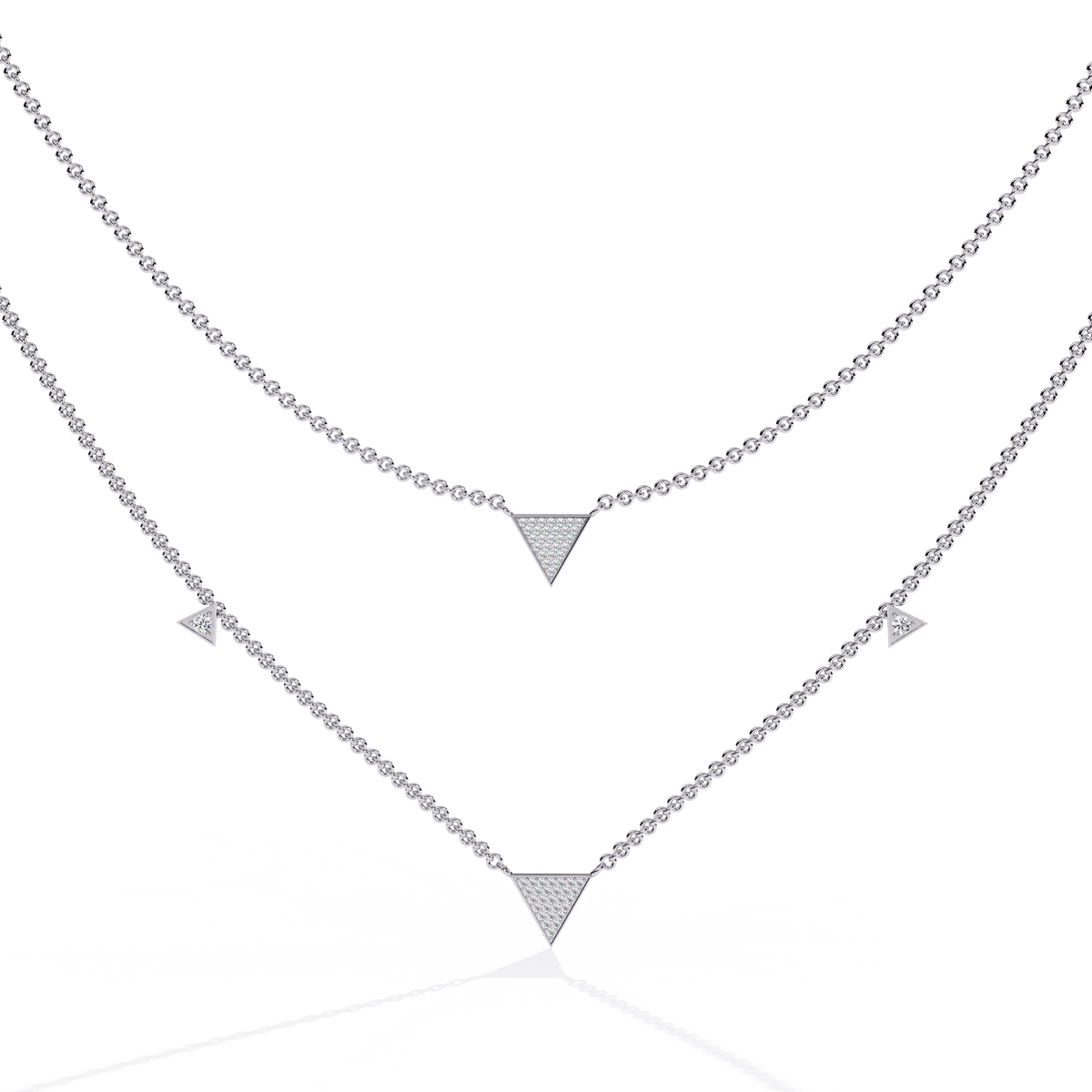 Round Cut 14k Solid White Gold Lab Grow And Natural Diamond Triangle Shape  Halo Necklace stunning look for girl - HIGHCARAT DIAMONDS