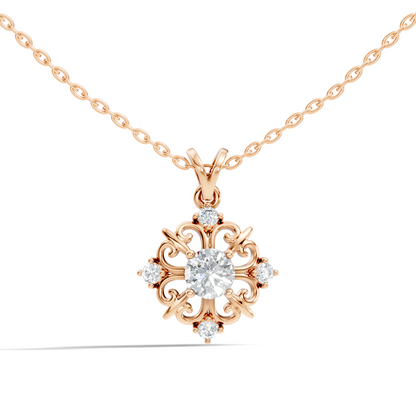 Elegant 0.65 Carat Lab Diamond Pendant in 14K Gold Round Cut Necklace for Her - HIGHCARAT DIAMONDS