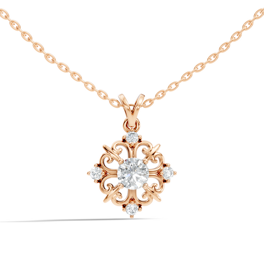 Elegant 0.65 Carat Lab Diamond Pendant in 14K Gold Round Cut Necklace for Her - HIGHCARAT DIAMONDS