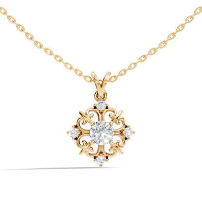 Elegant 0.65 Carat Lab Diamond Pendant in 14K Gold Round Cut Necklace for Her - HIGHCARAT DIAMONDS