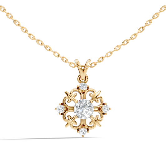 Elegant 0.65 Carat Lab Diamond Pendant in 14K Gold Round Cut Necklace for Her - HIGHCARAT DIAMONDS