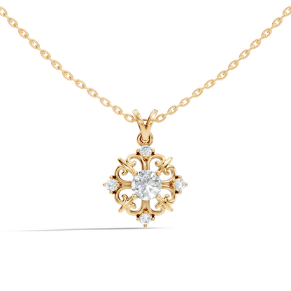 Elegant 0.65 Carat Lab Diamond Pendant in 14K Gold Round Cut Necklace for Her - HIGHCARAT DIAMONDS