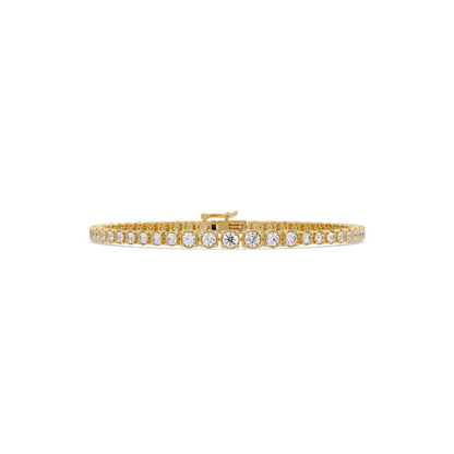 Round Cut Bezel Set Lab Grown Diamond Tennis Bracelet - HIGHCARAT DIAMONDS