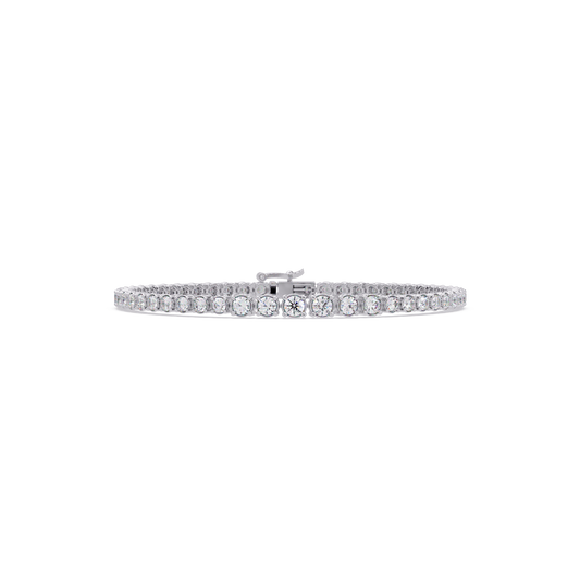 Round Cut Bezel Set Lab Grown Diamond Tennis Bracelet - HIGHCARAT DIAMONDS