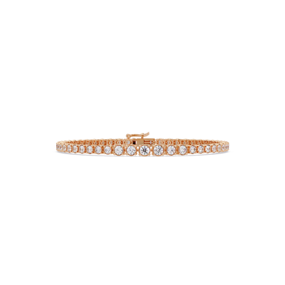Round Cut Bezel Set Lab Grown Diamond Tennis Bracelet - HIGHCARAT DIAMONDS