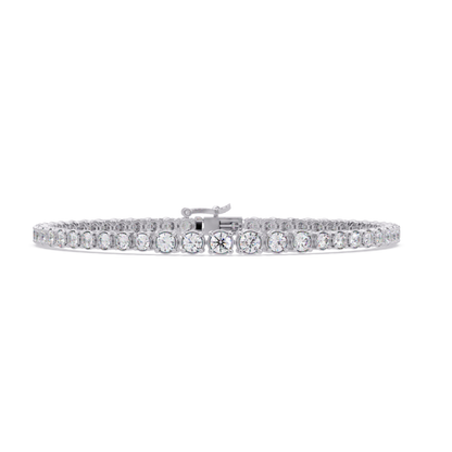 Round Cut Bezel Set Lab Grown Diamond Tennis Bracelet - HIGHCARAT DIAMONDS