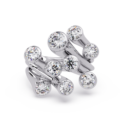 Round Cut Bezel Set Multi Layer Lab Grown Diamond Open Ring - HIGHCARAT DIAMONDS