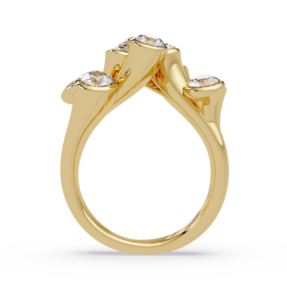 Round Cut Bezel Set Multi Layer Lab Grown Diamond Open Ring - HIGHCARAT DIAMONDS
