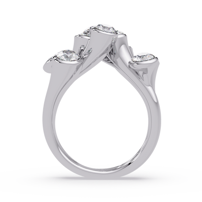 Round Cut Bezel Set Multi Layer Lab Grown Diamond Open Ring - HIGHCARAT DIAMONDS
