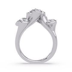 Round Cut Bezel Set Multi Layer Lab Grown Diamond Open Ring - HIGHCARAT DIAMONDS