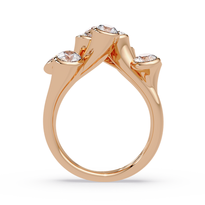 Round Cut Bezel Set Multi Layer Lab Grown Diamond Open Ring - HIGHCARAT DIAMONDS