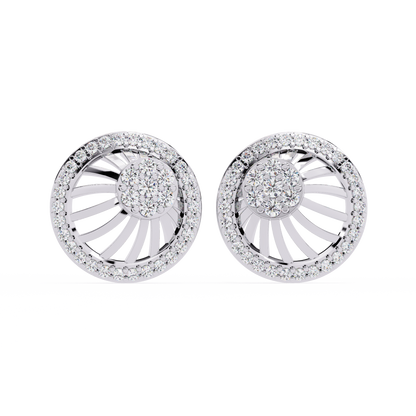 Round Cut White Colorless Diamond Handcrafted Vintage 14k Solid White Gold Sparkling Every Day Stud Earring - HIGHCARAT DIAMONDS