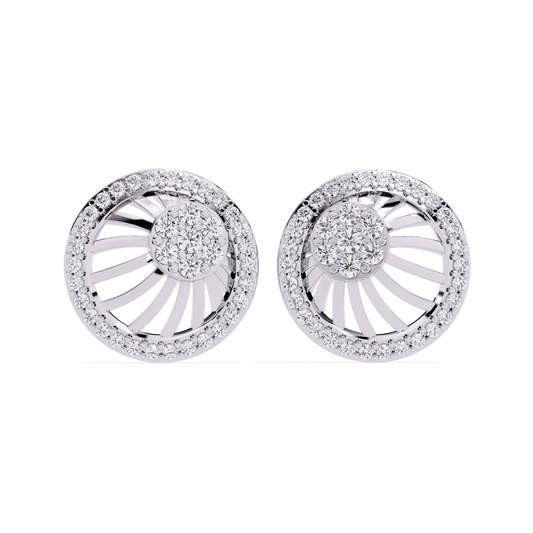 Round Cut White Colorless Diamond Handcrafted Vintage 14k Solid White Gold Sparkling Every Day Stud Earring - HIGHCARAT DIAMONDS