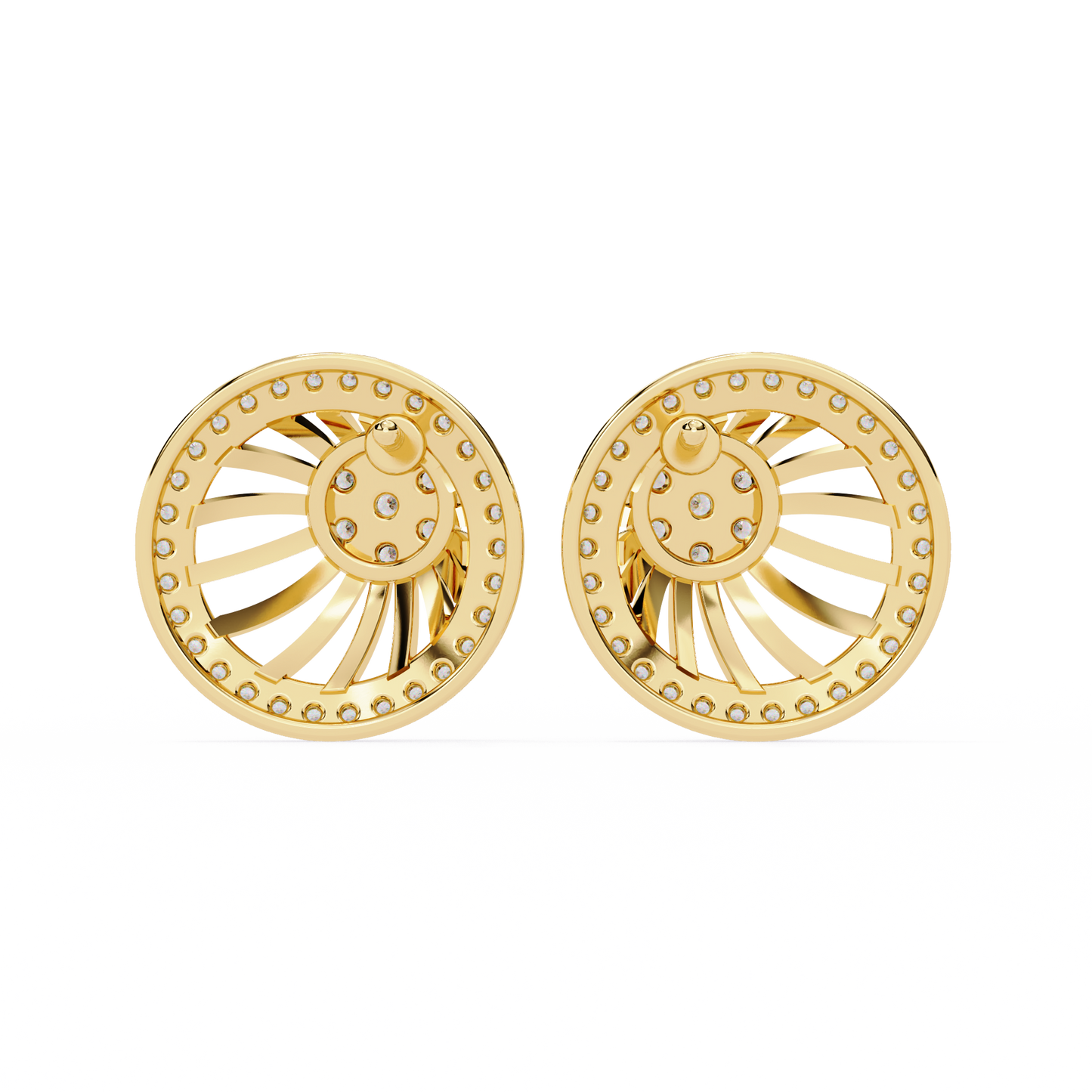 Round Cut White Colorless Diamond Handcrafted Vintage 14k Solid White Gold Sparkling Every Day Stud Earring - HIGHCARAT DIAMONDS