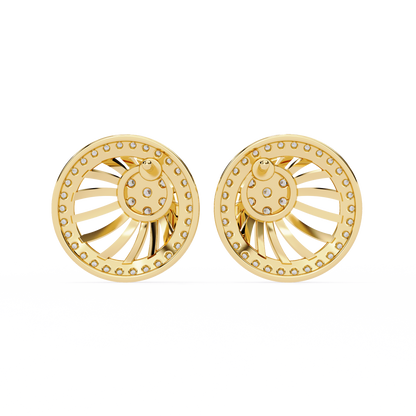 Round Cut White Colorless Diamond Handcrafted Vintage 14k Solid White Gold Sparkling Every Day Stud Earring - HIGHCARAT DIAMONDS