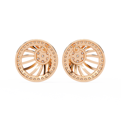 Round Cut White Colorless Diamond Handcrafted Vintage 14k Solid White Gold Sparkling Every Day Stud Earring - HIGHCARAT DIAMONDS