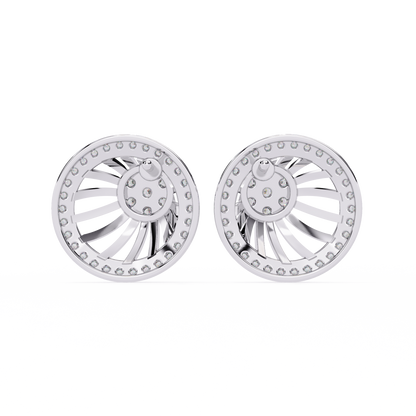 Round Cut White Colorless Diamond Handcrafted Vintage 14k Solid White Gold Sparkling Every Day Stud Earring - HIGHCARAT DIAMONDS