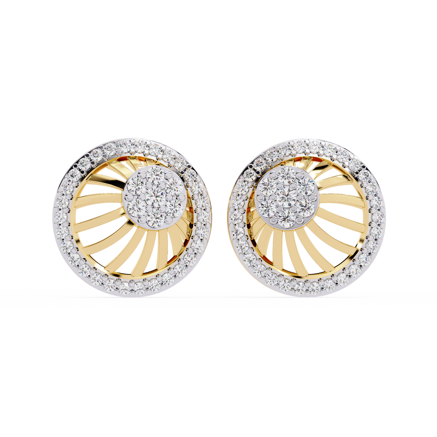 Round Cut White Colorless Diamond Handcrafted Vintage 14k Solid White Gold Sparkling Every Day Stud Earring - HIGHCARAT DIAMONDS