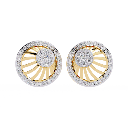Round Cut White Colorless Diamond Handcrafted Vintage 14k Solid White Gold Sparkling Every Day Stud Earring - HIGHCARAT DIAMONDS