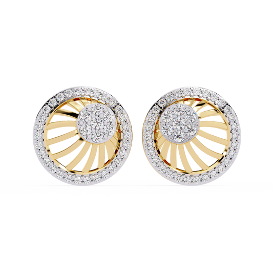 Round Cut White Colorless Diamond Handcrafted Vintage 14k Solid White Gold Sparkling Every Day Stud Earring - HIGHCARAT DIAMONDS