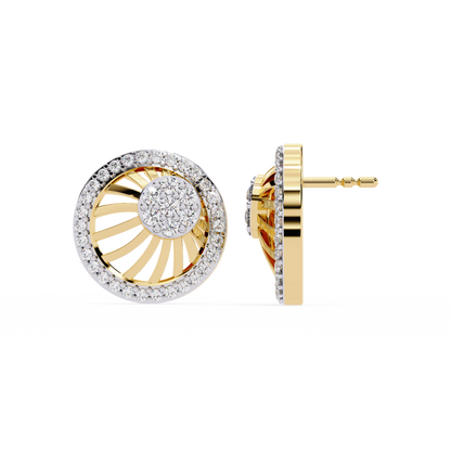 Round Cut White Colorless Diamond Handcrafted Vintage 14k Solid White Gold Sparkling Every Day Stud Earring - HIGHCARAT DIAMONDS