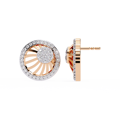 Round Cut White Colorless Diamond Handcrafted Vintage 14k Solid White Gold Sparkling Every Day Stud Earring - HIGHCARAT DIAMONDS