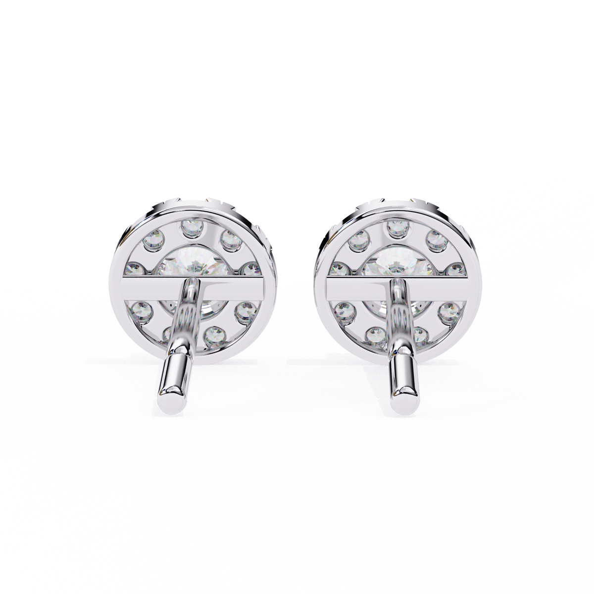 Round Cut Colorless Lab Grown Diamond Halo Screw Back Earrings Alternate Angle
