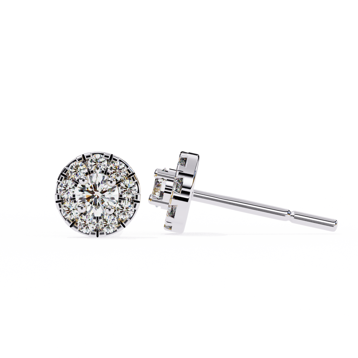 Round Cut White Colorless Diamond Unique Delicate Halo Style Screw Back Stud Earring Annivrasry Gift For Her - HIGHCARAT DIAMONDS