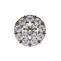 Round Cut Colorless Diamond Halo Earrings Close-Up Detail